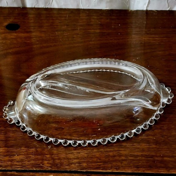 Imperial Glass Candlewick Oval 2 Part Relish Dish 8" divided serving bowl vntage - Picture 7 of 10